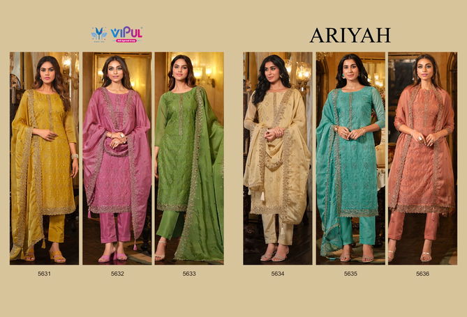 Ariyah By Vipul Organza Embroidery Designer Salwar Kameez Wholesale Market In Surat 